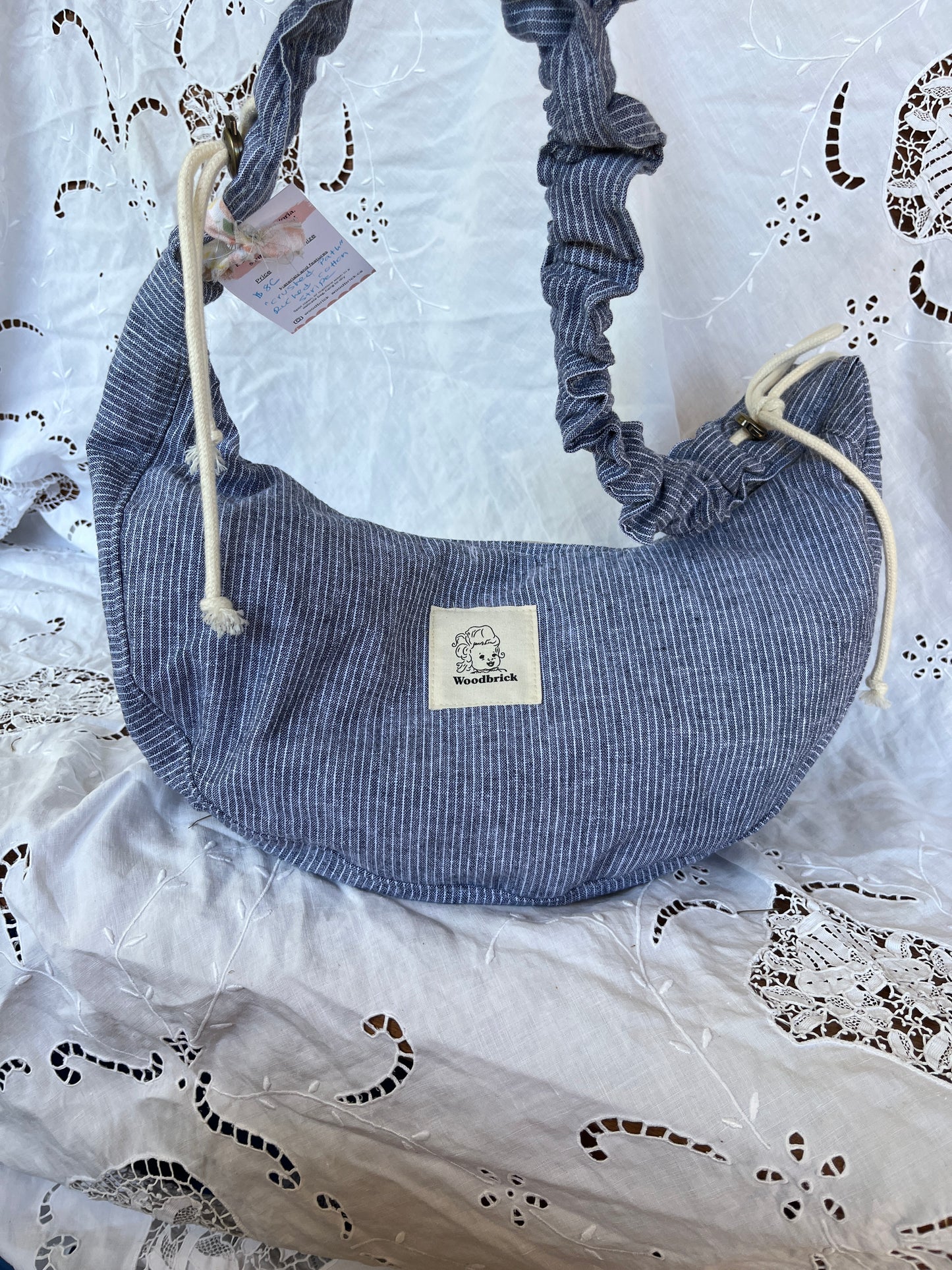"Crushed Path" Upcycled Ruched Strap Classic Crescent Bag