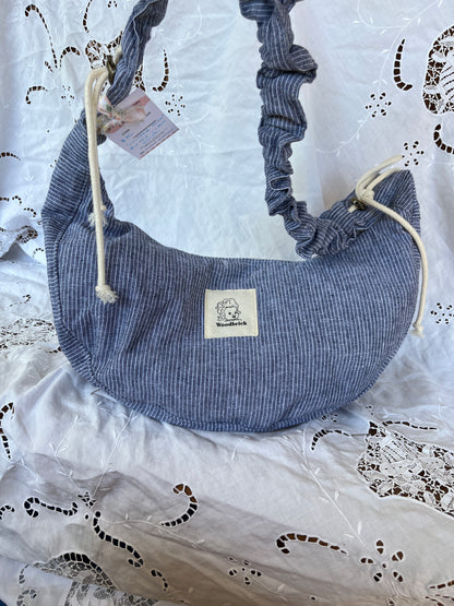 "Crushed Path" Upcycled Ruched Strap Classic Crescent Bag