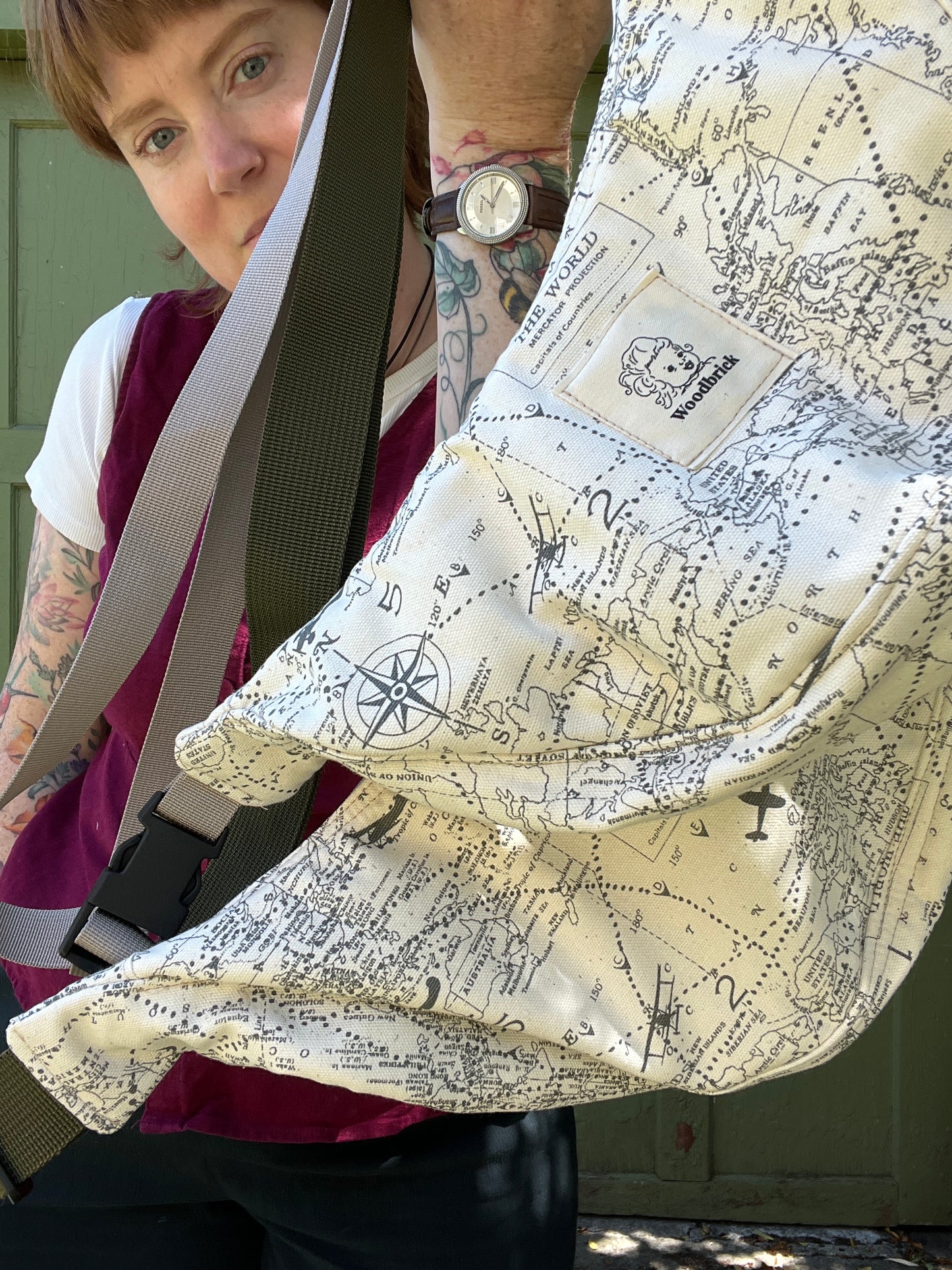 "Around the World" Upcycled Classic Crescent Bag