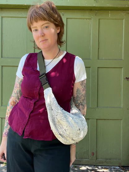 "Around the World" Upcycled Classic Crescent Bag