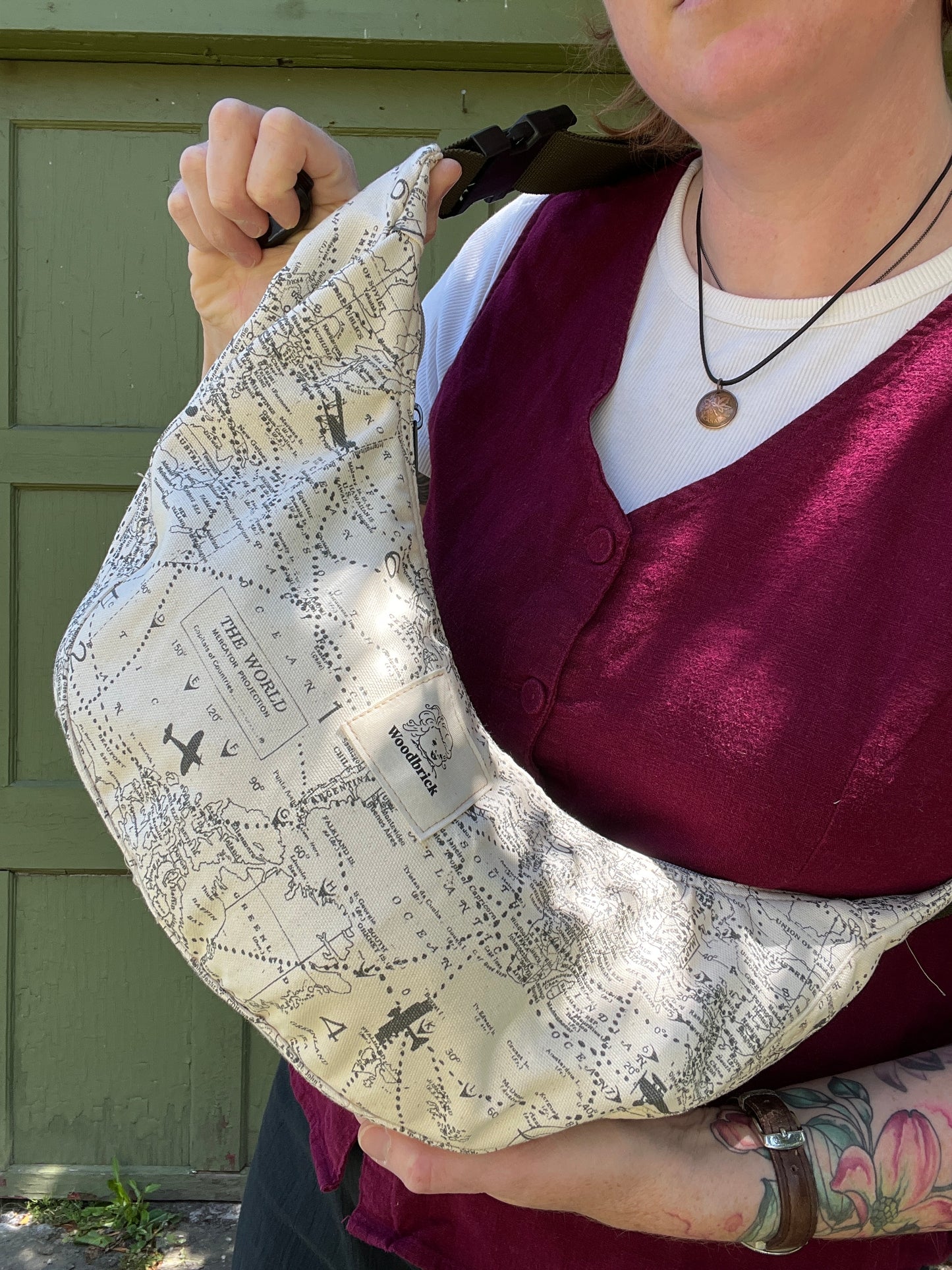 "Around the World" Upcycled Classic Crescent Bag
