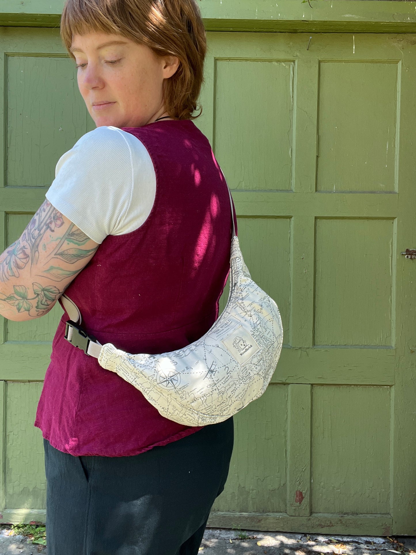 "Around the World" Upcycled Classic Crescent Bag