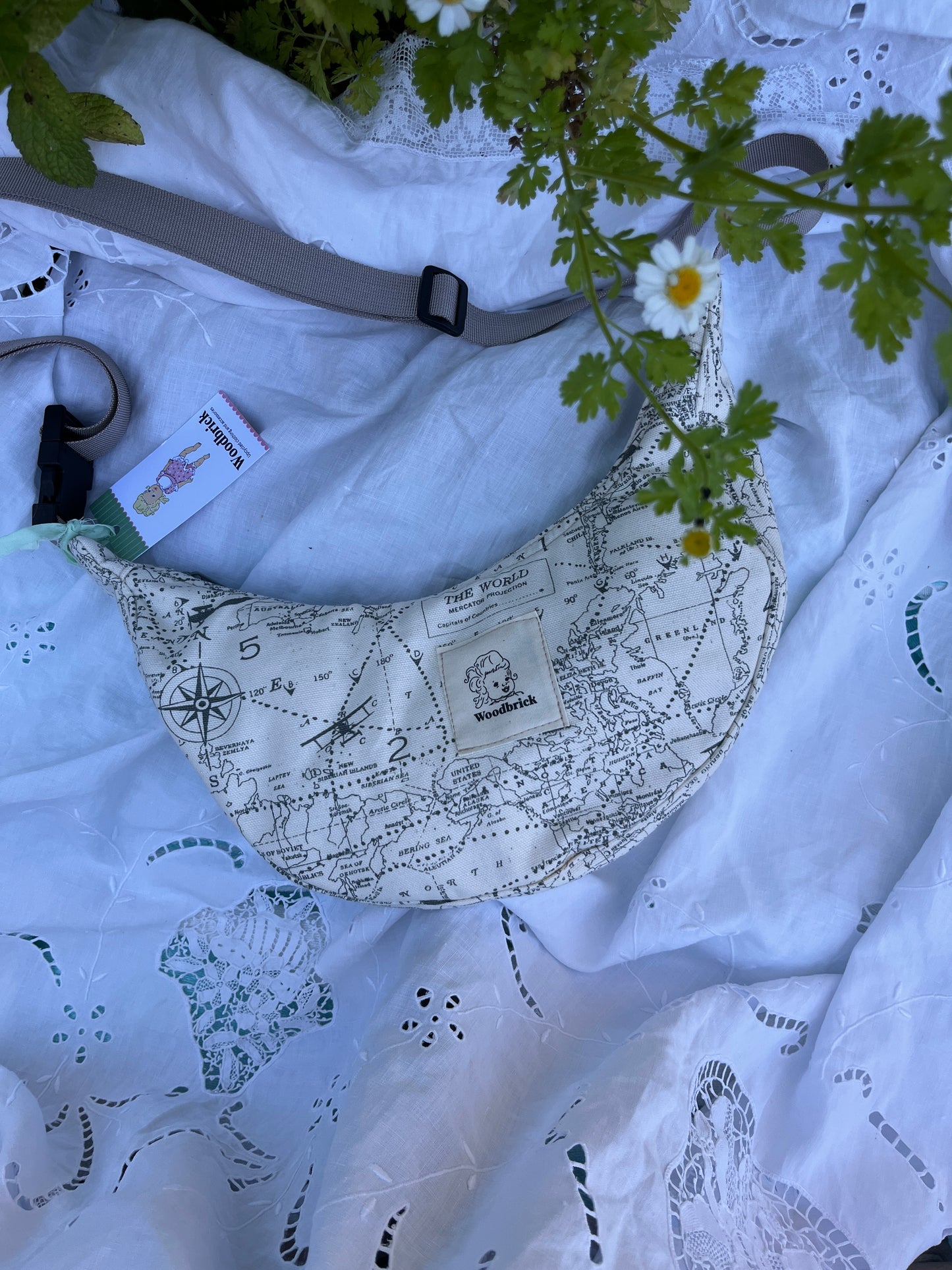 "Around the World" Sidekick Crescent Bag