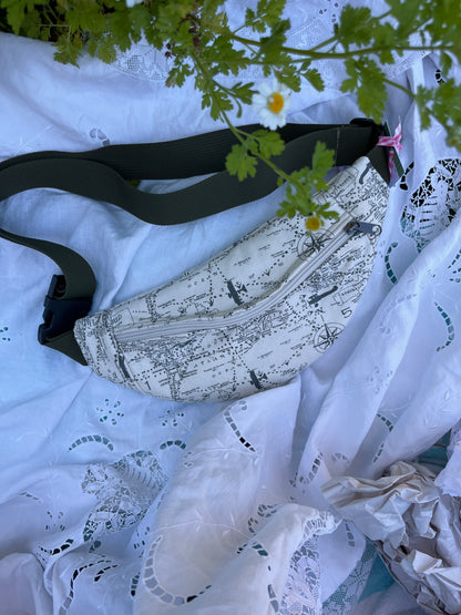 "Around the World" Upcycled fanny pack or sling bag