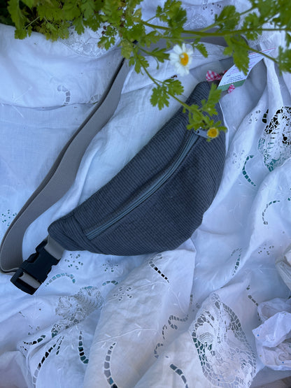 "Grey Skies" Upcycled fanny pack or sling bag
