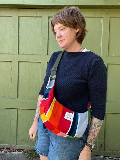 "Alternate Rainbow" Ikea Stripe Upcycled Classic Crescent Bag