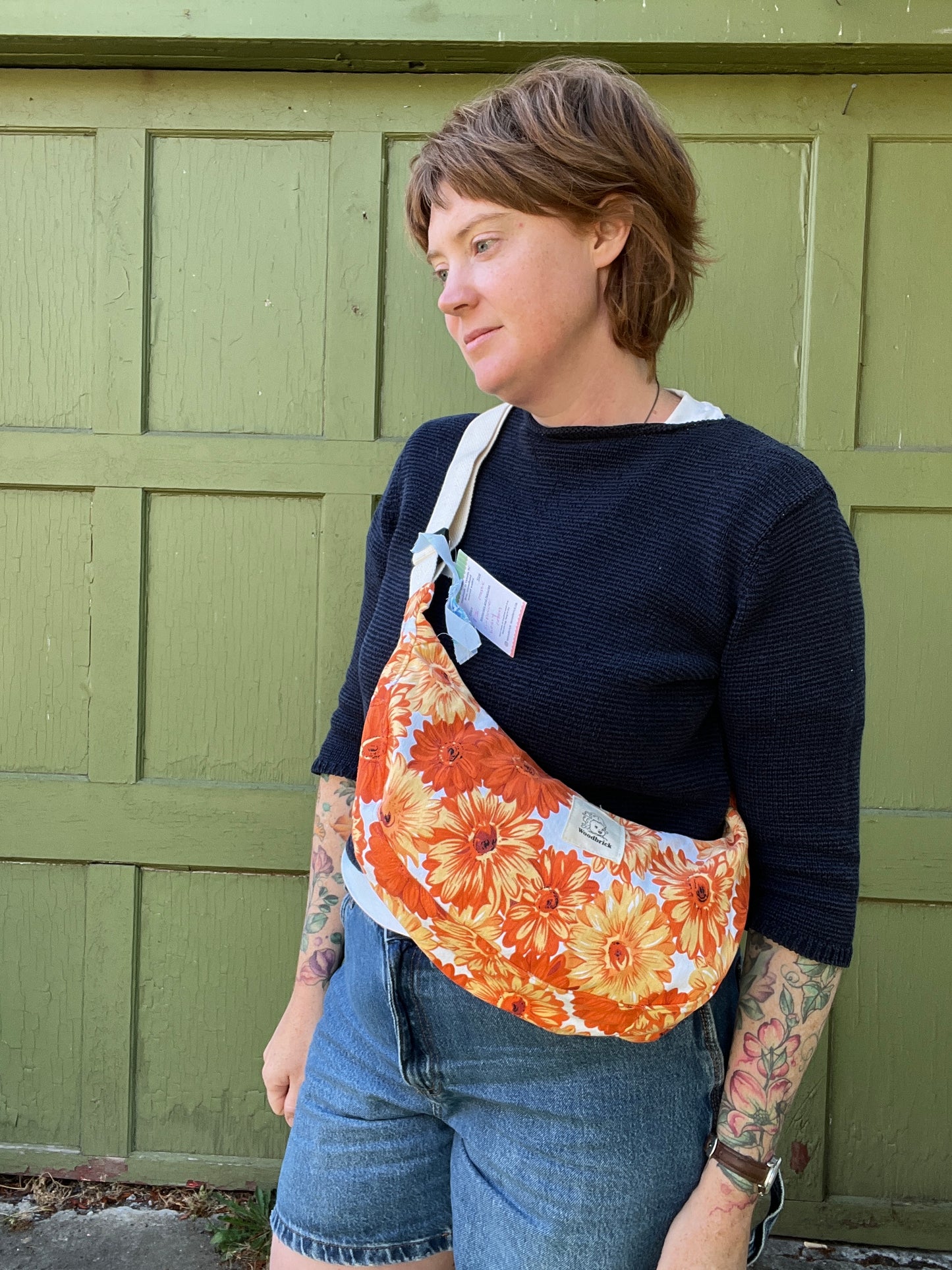 "Orange you glad"  Upcycled Classic Crescent Bag