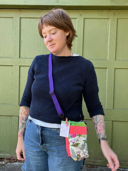 "Bright Spot"  Kantha Quilt Upcycled Crossbody Water Bottle Sling