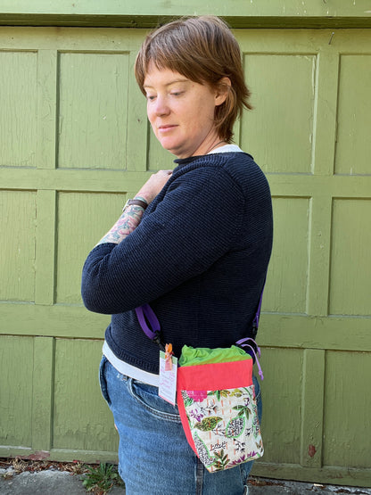"Bright Spot"  Kantha Quilt Upcycled Crossbody Water Bottle Sling