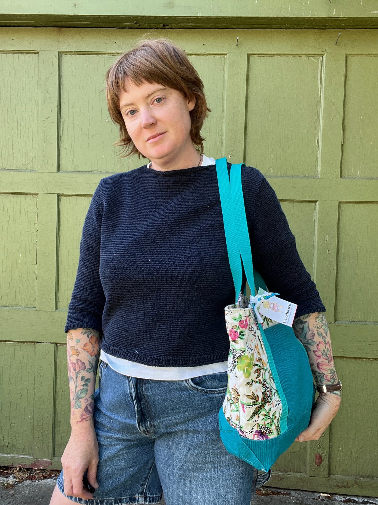 "Textured Teal" Kantha and Corduroy Gloat n' Tote