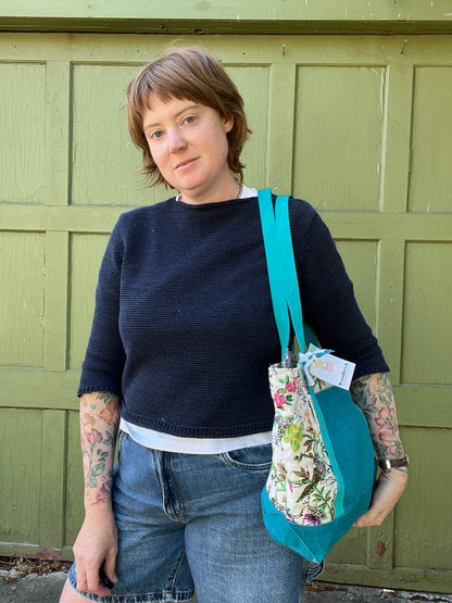 "Textured Teal" Kantha and Corduroy Gloat n' Tote