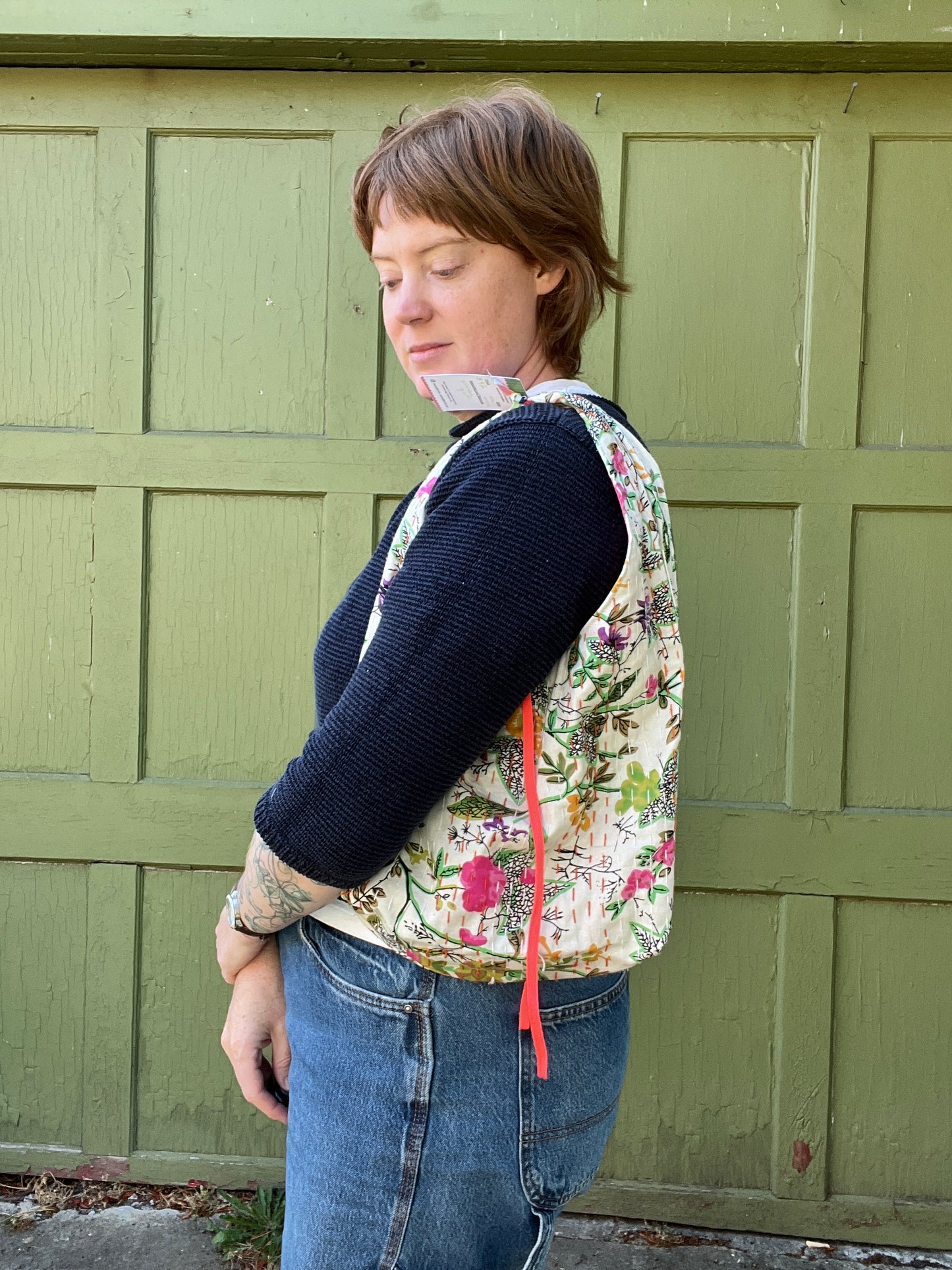 "Coral Dreams" Kantha Quilt Small Slouchy Tote