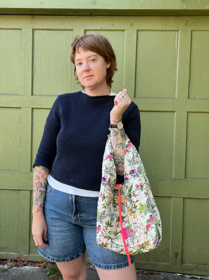 "Coral Dreams" Kantha Quilt Small Slouchy Tote