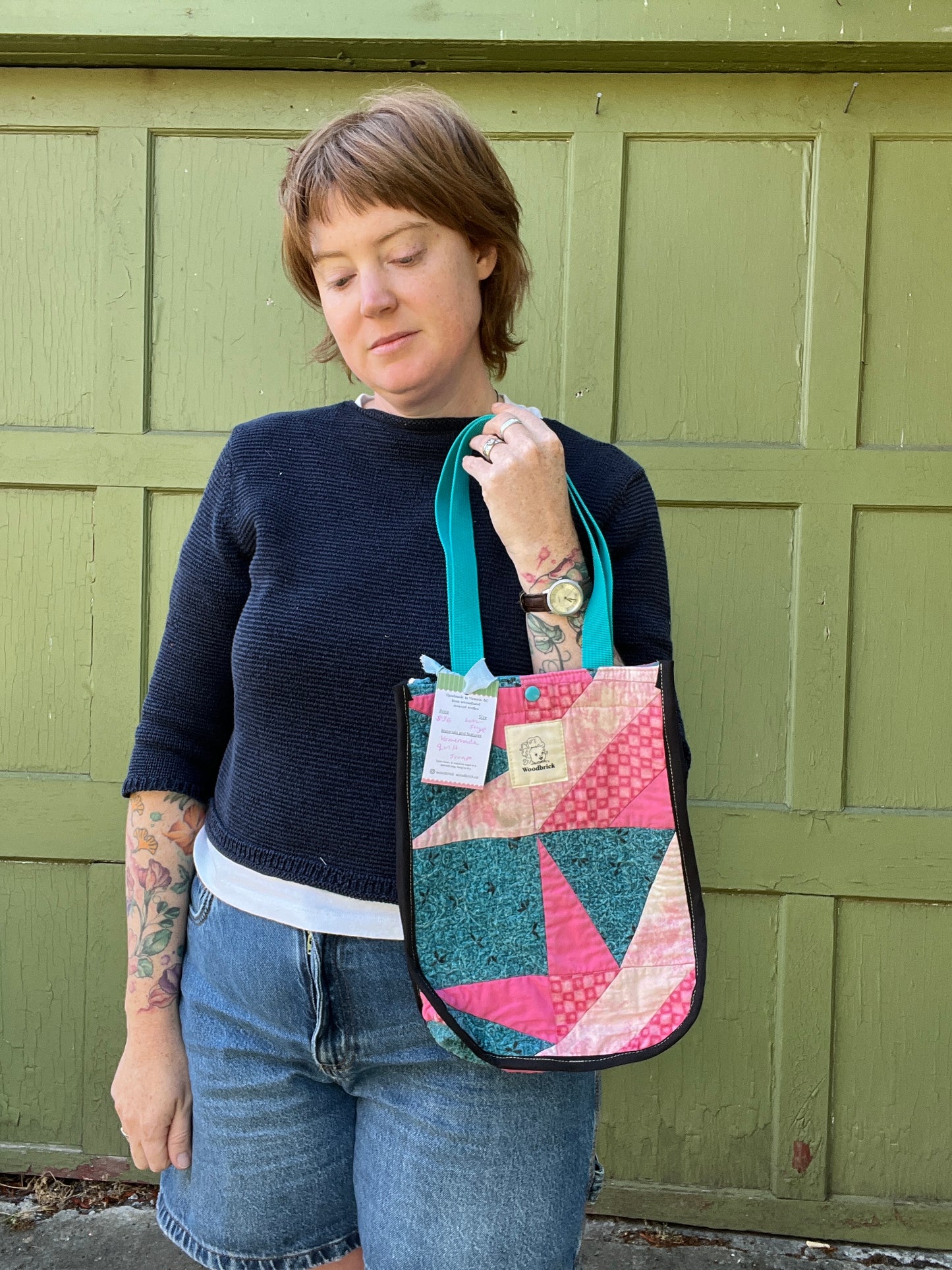 "Under the Sea" Lulu-style upcycled quilt shopping bag