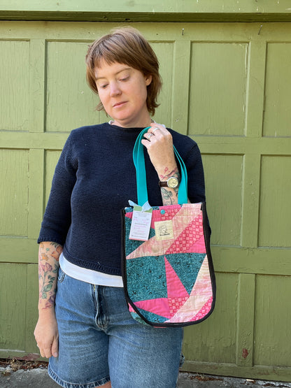 "Under the Sea" Lulu-style upcycled quilt shopping bag