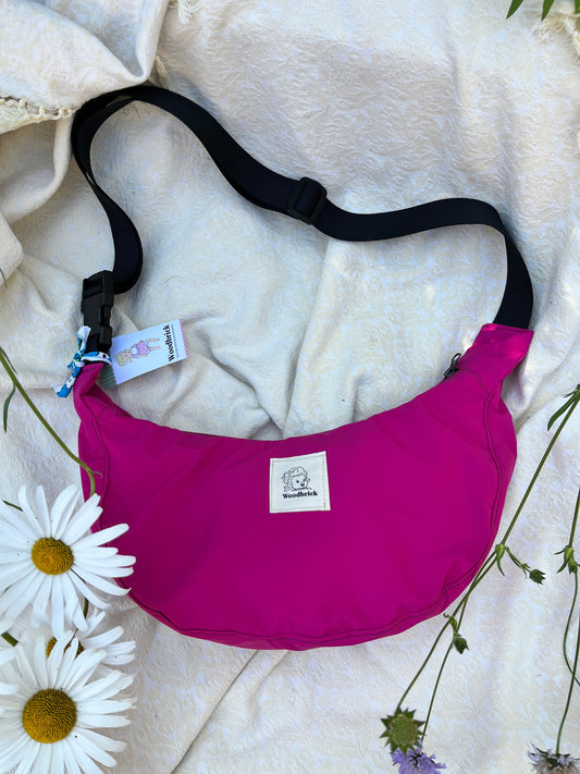 "Hot Pink Summer" Water Resistant Upcycled Classic Crescent Bag