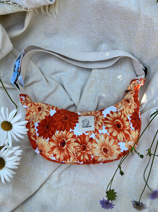 "Orange you glad"  Upcycled Classic Crescent Bag