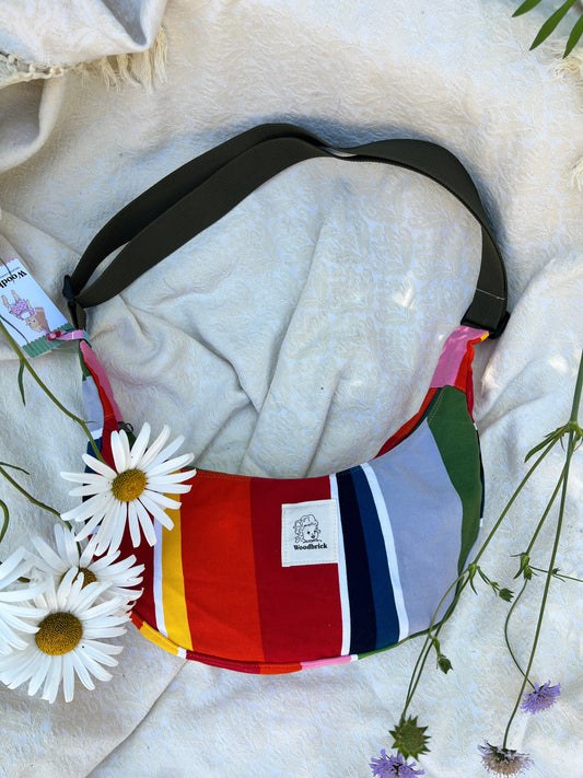 "Alternate Rainbow" Ikea Stripe Upcycled Classic Crescent Bag