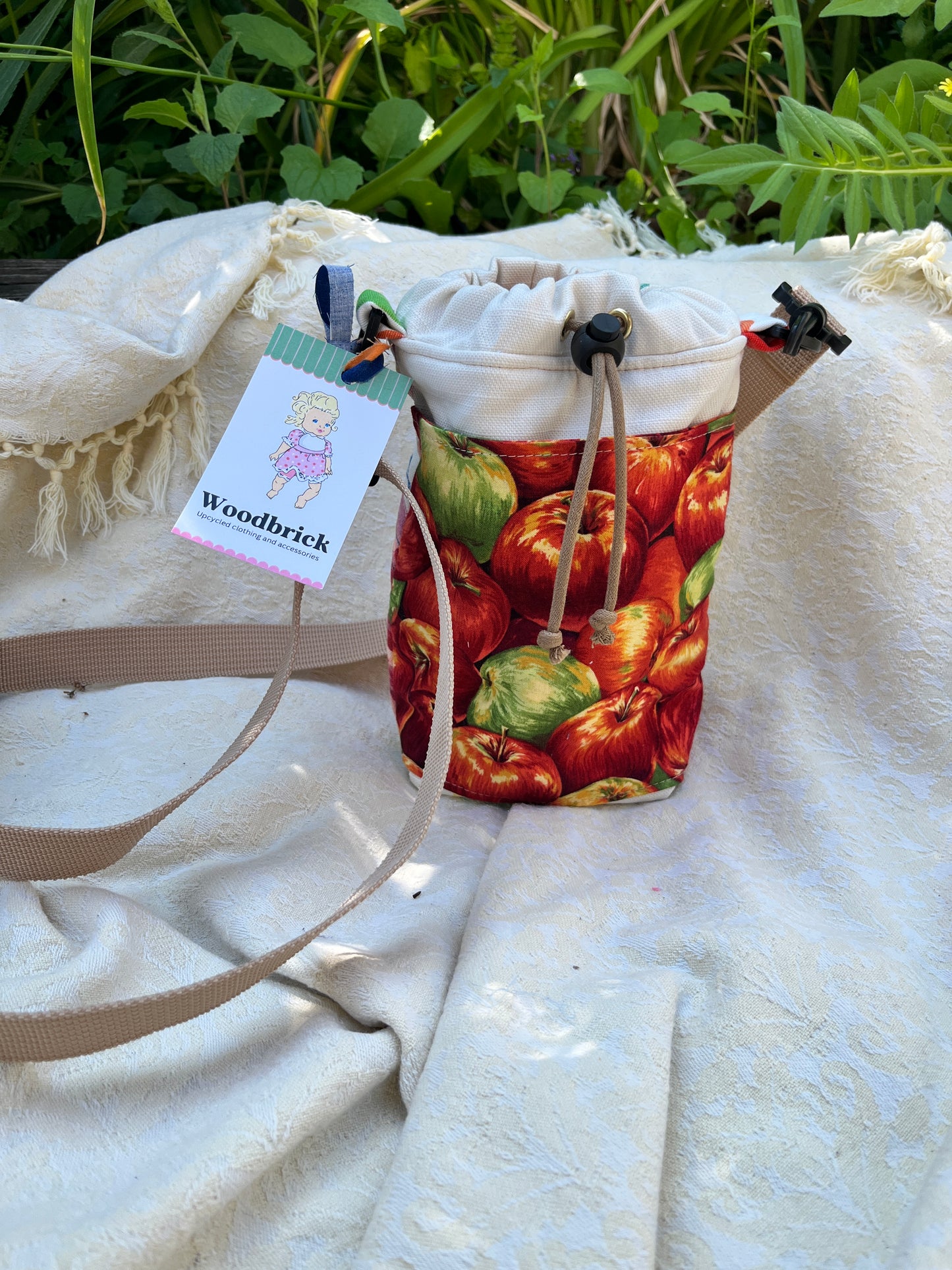 "Apple Tree"  Upcycled Crossbody Water Bottle Sling