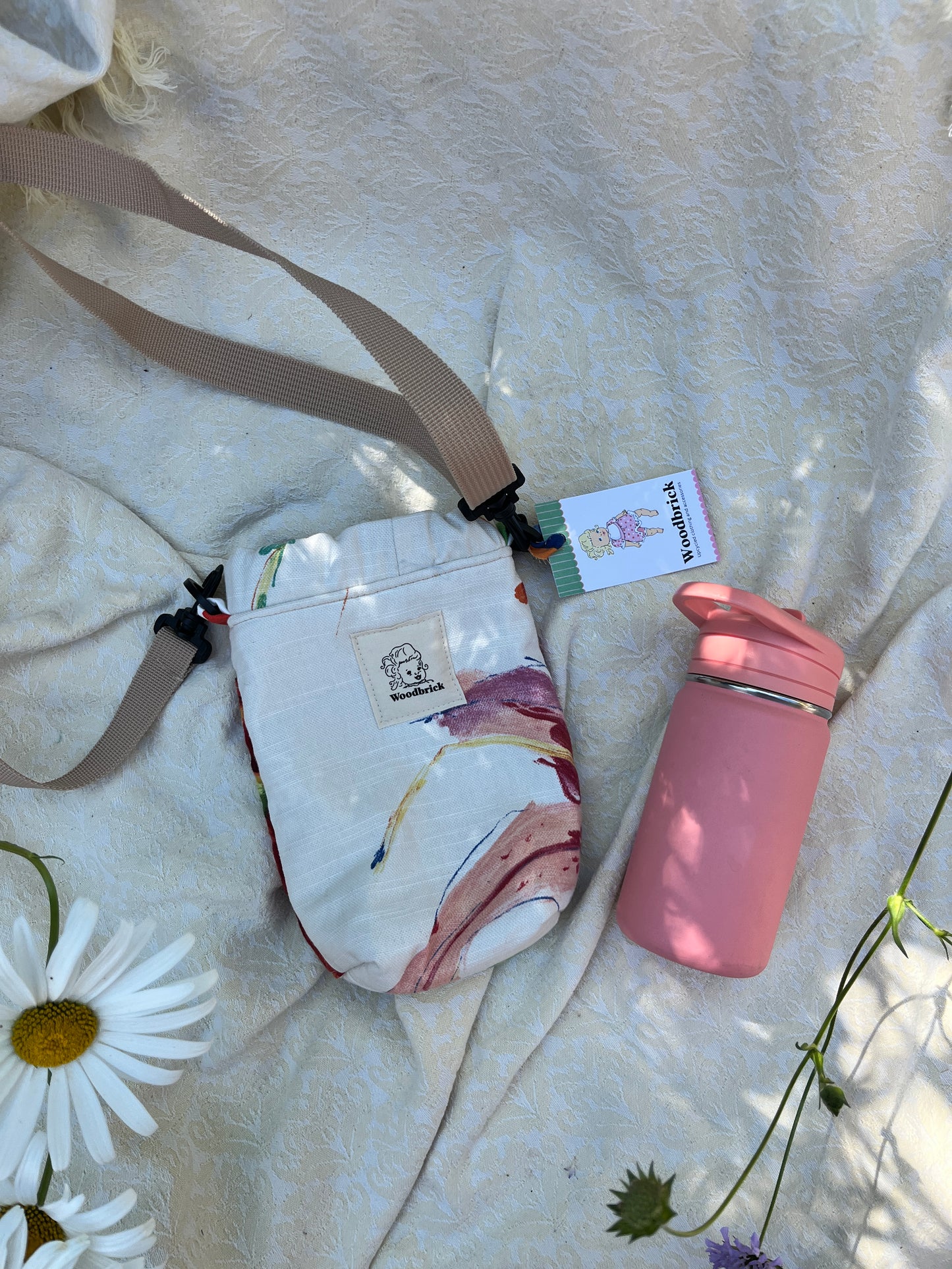 "Apple Tree"  Upcycled Crossbody Water Bottle Sling