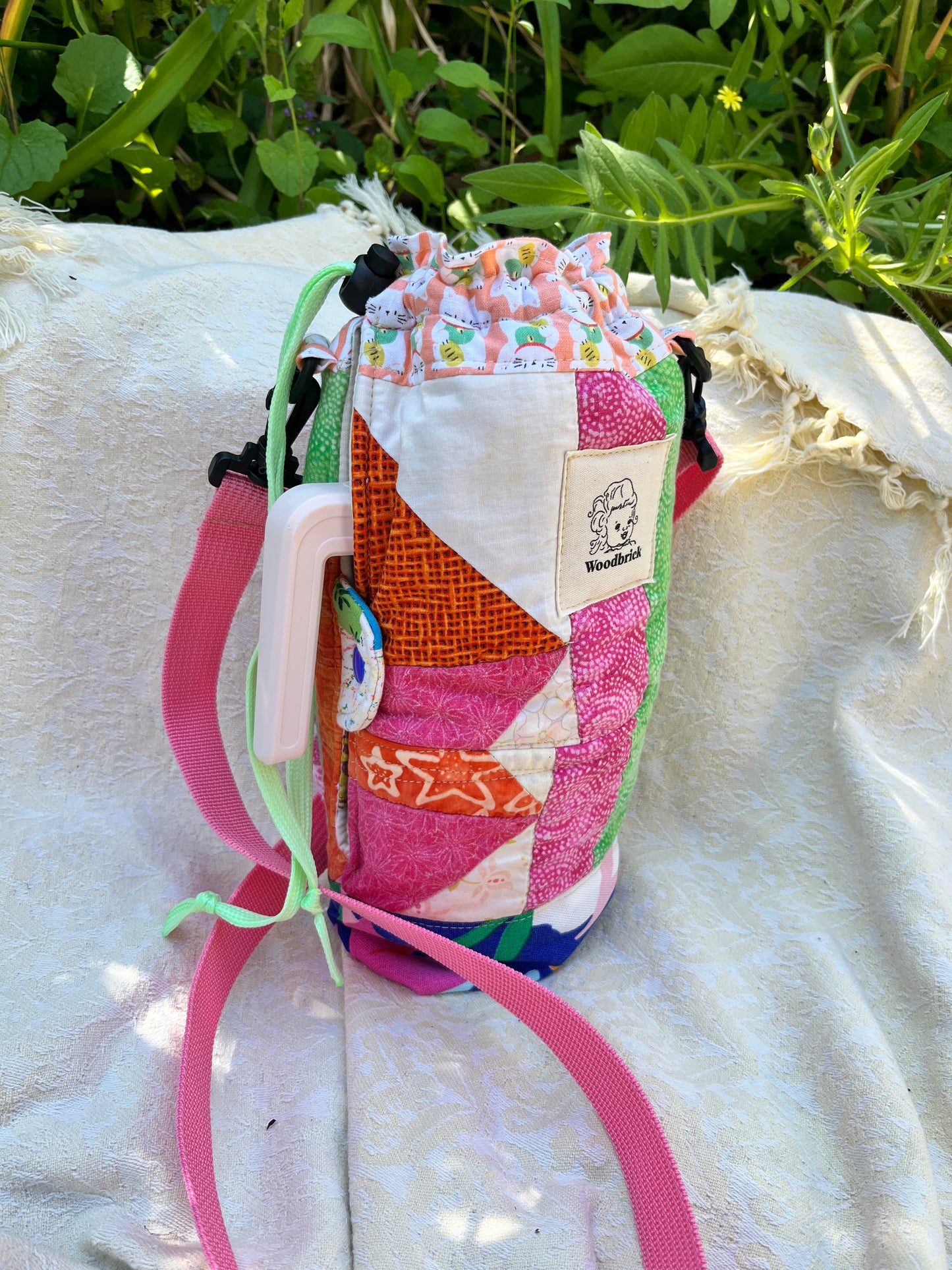 "Heat Wave" Upcycled Crossbody Water Bottle Sling with Side Opening