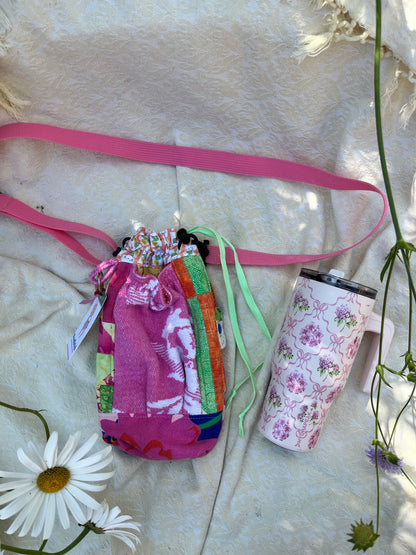 "Heat Wave" Upcycled Crossbody Water Bottle Sling with Side Opening