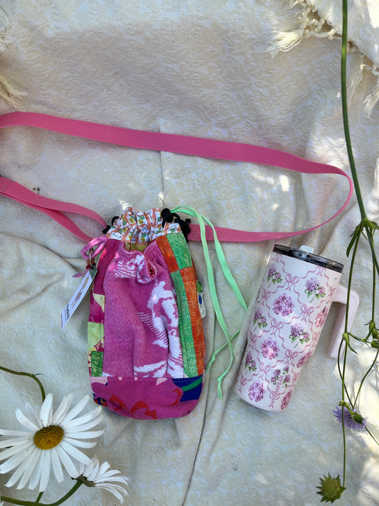"Heat Wave" Upcycled Crossbody Water Bottle Sling with Side Opening