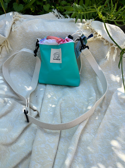 "Teal Dreams"  Water Resistant Upcycled Crossbody Water Bottle Sling