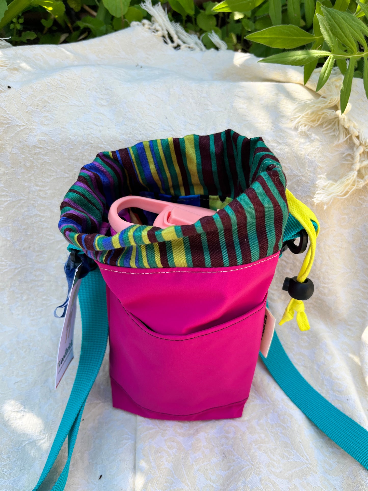 "Retro Rainbow"  Water Resistant Upcycled Crossbody Water Bottle Sling