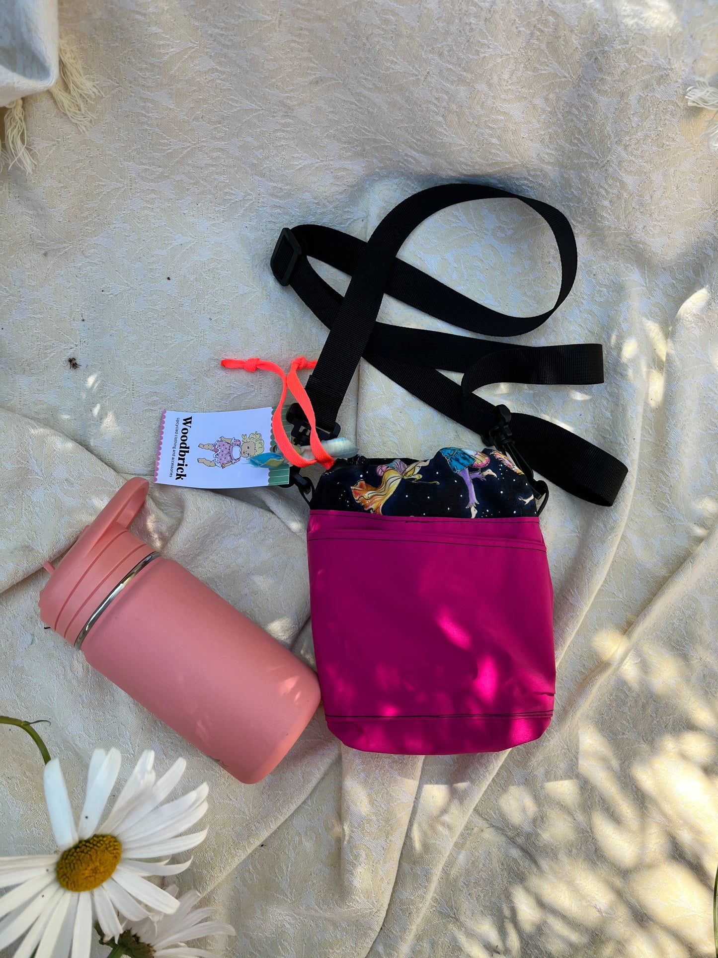 "Fairy Sky"  Water Resistant Upcycled Crossbody Water Bottle Sling