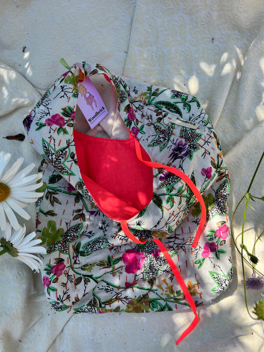 "Coral Dreams" Kantha Quilt Small Slouchy Tote