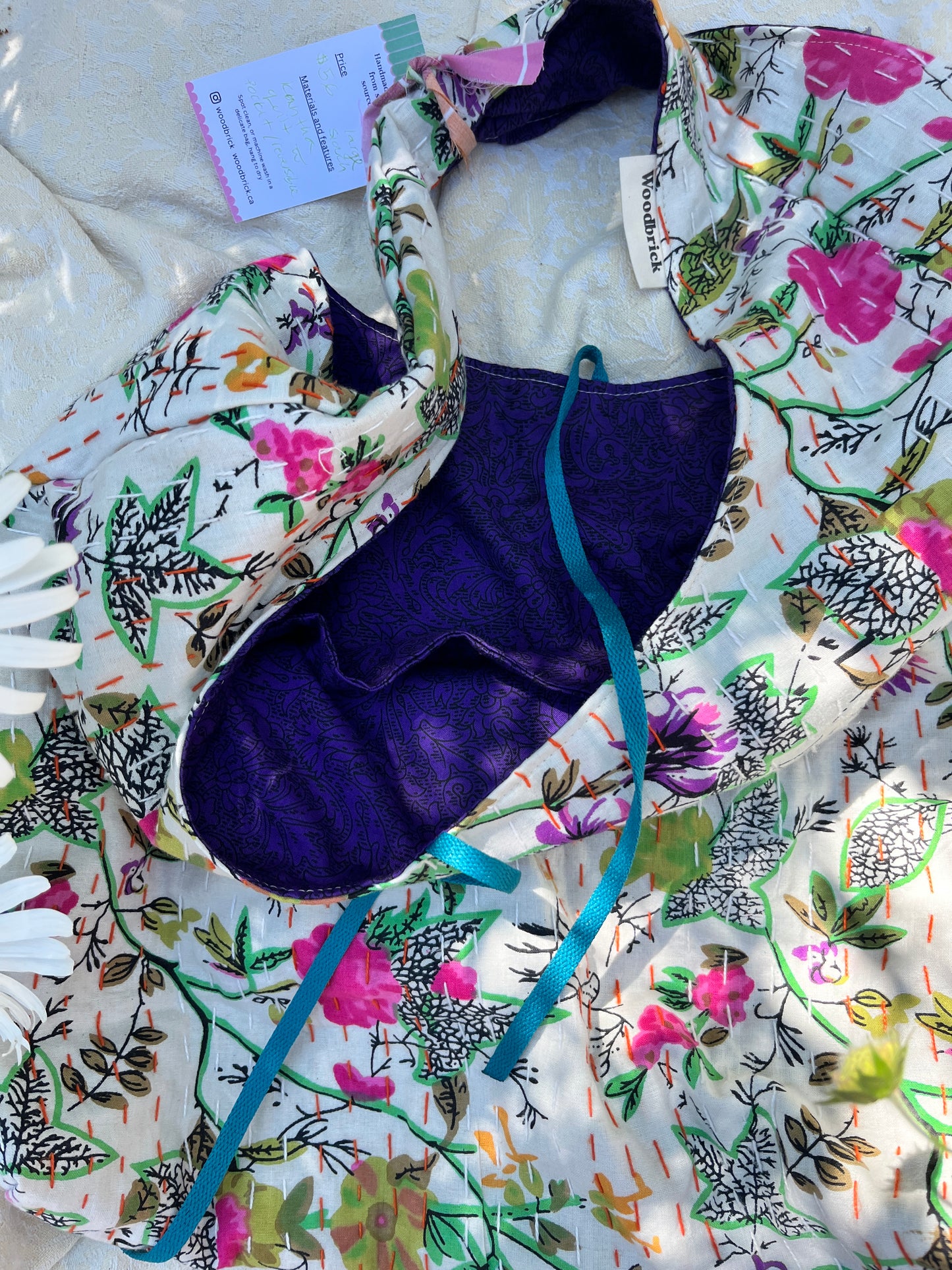 "Deep Purple" Kantha Quilt Large Slouchy Tote