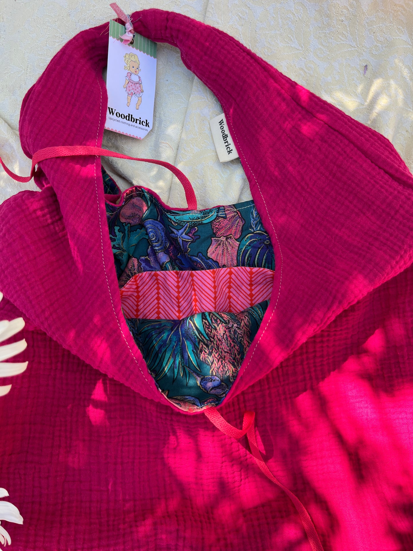 "Magenta" Double Gauze Large Slouchy Tote