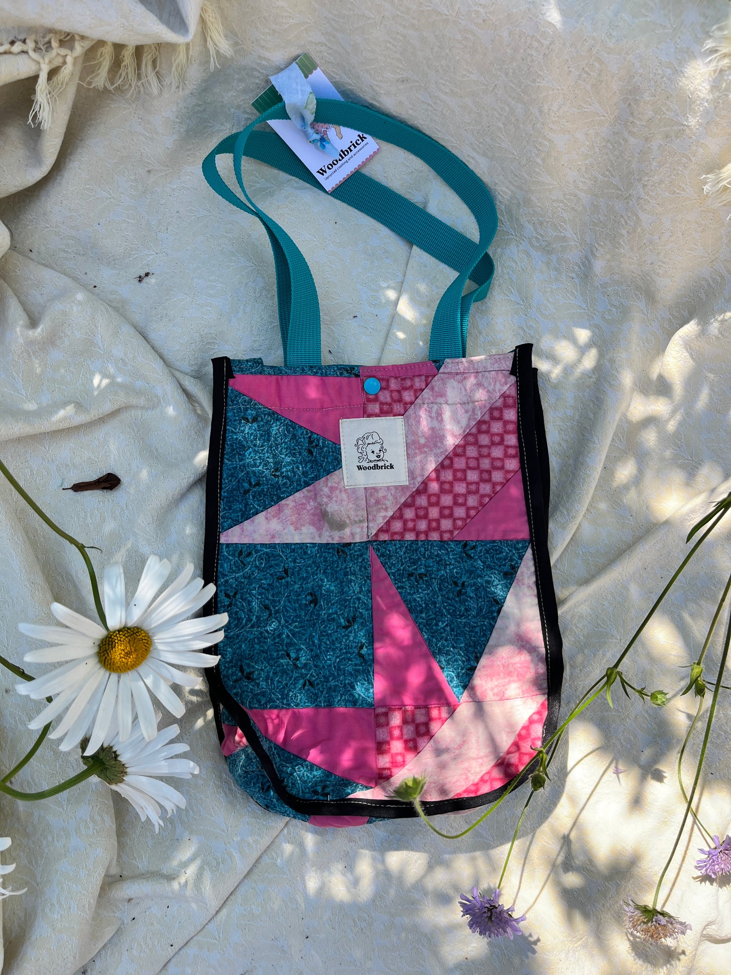 "Under the Sea" Lulu-style upcycled quilt shopping bag