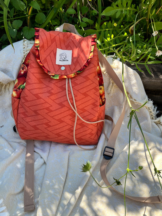 "Apples to Oranges"Exterior upholstery Drawstring Backpack