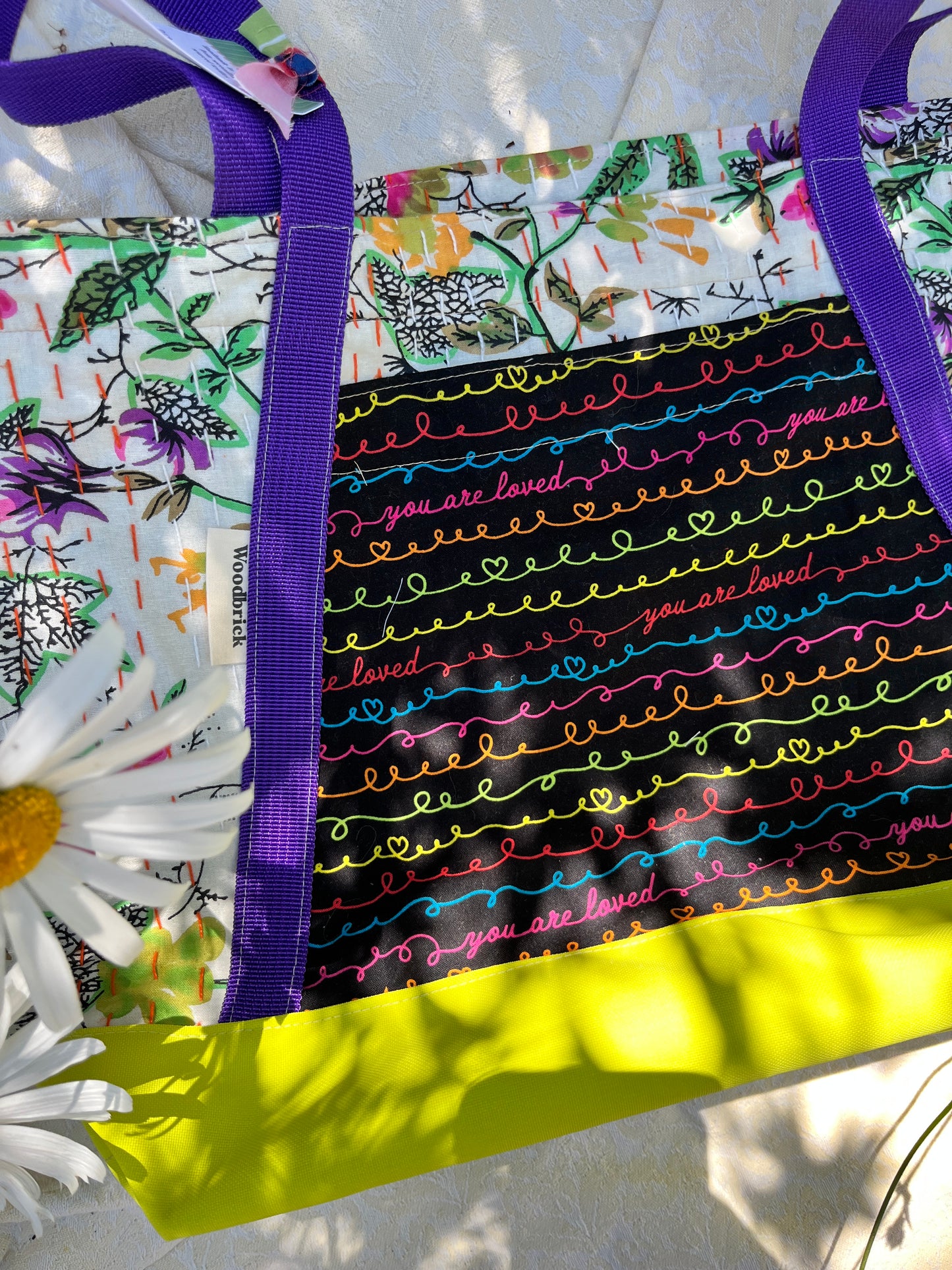 "You are Loved" Water resistant and Kantha quilt Gloat n' Tote