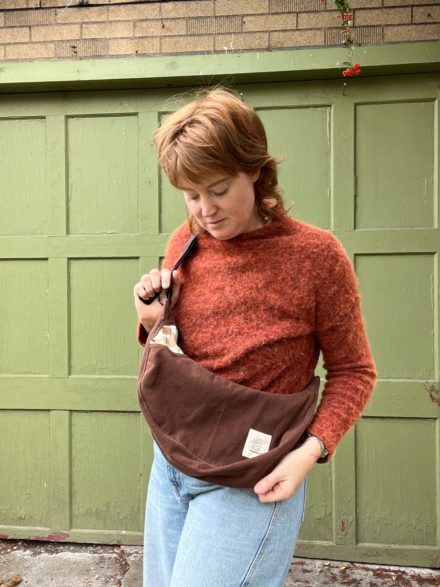"Chocolate" Pocket Crescent Bag