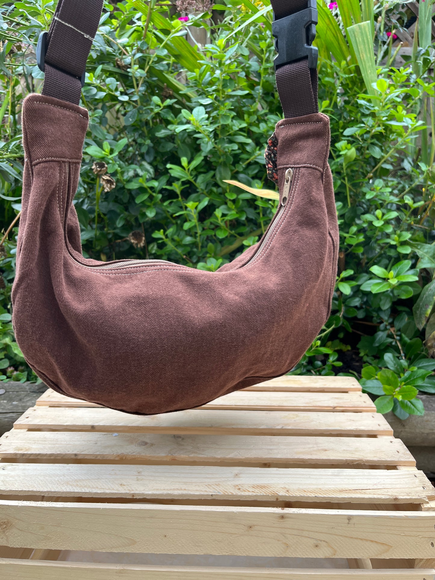 "How now brown cow" Classic Crescent Bag