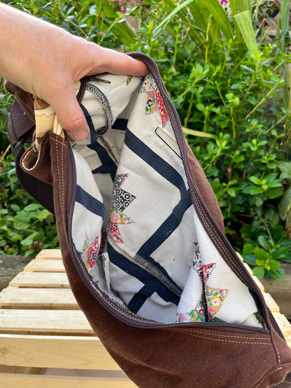 "Chocolate" Pocket Crescent Bag