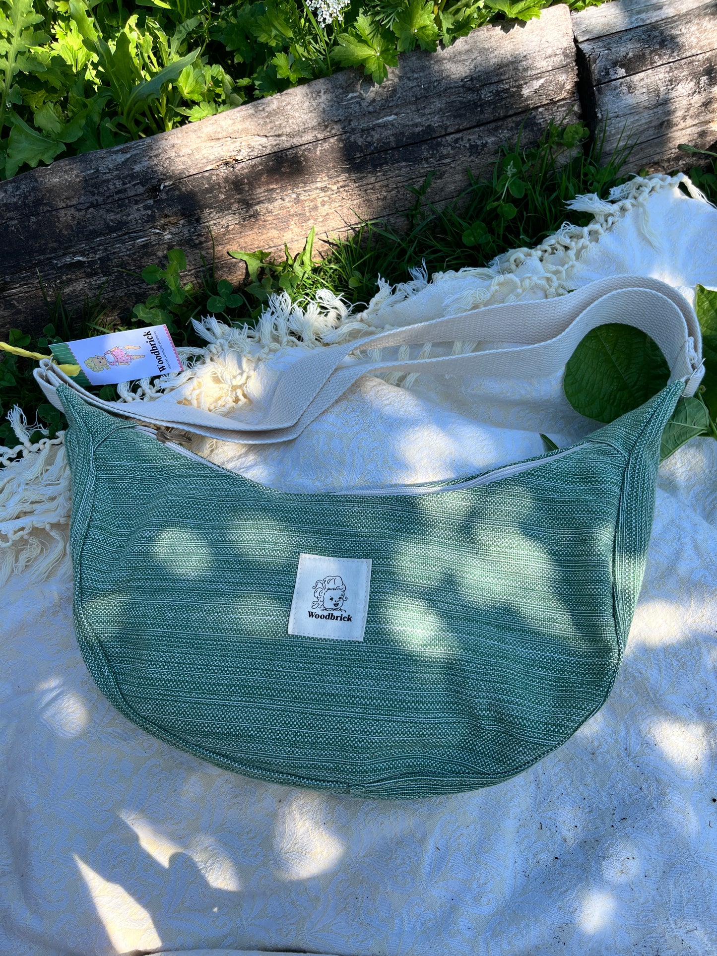 "Seaweed" Upcycled Classic Crescent Bag