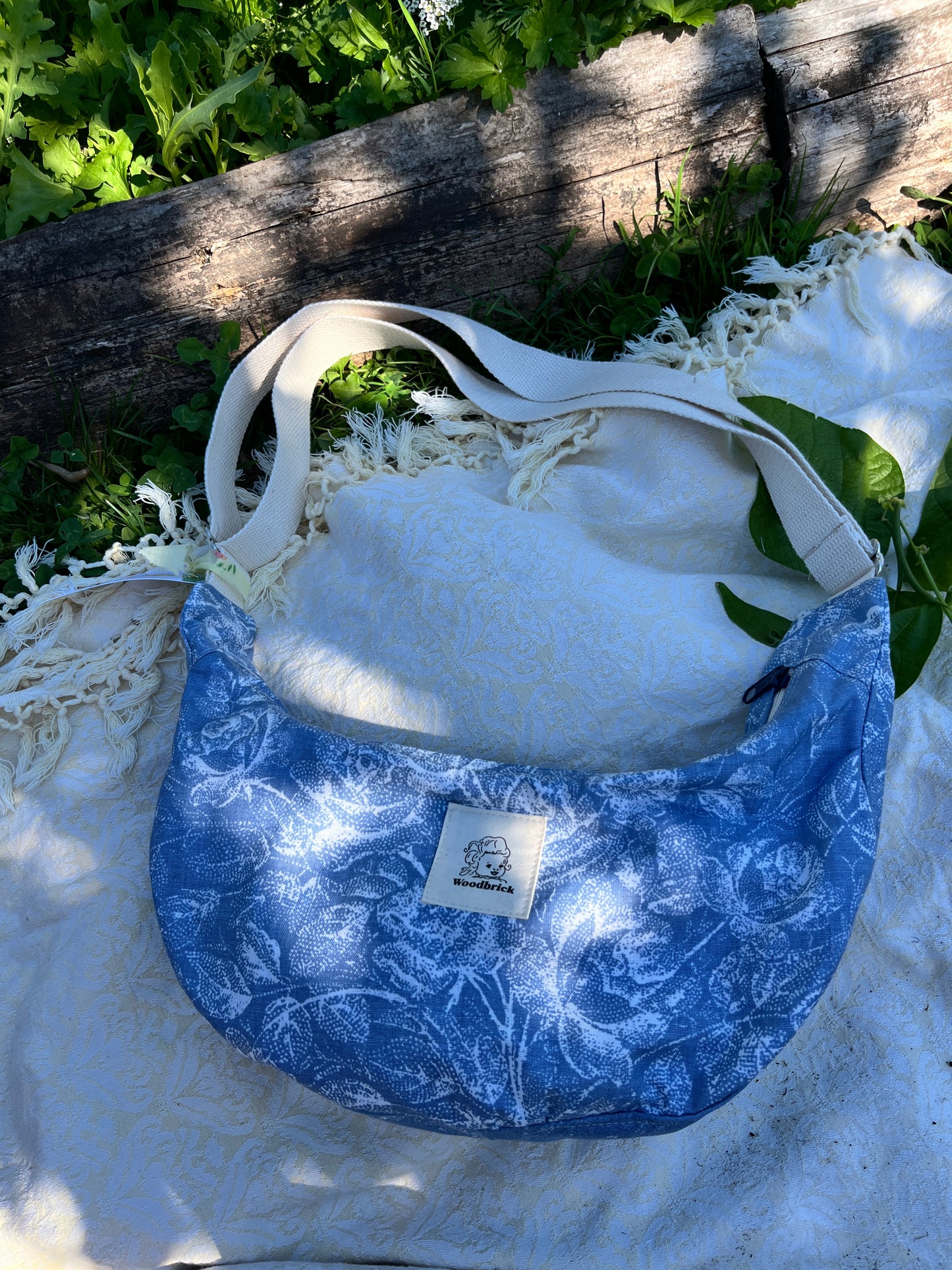 "Shimmering Water" Upcycled Classic Crescent Bag
