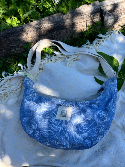 "Shimmering Water" Upcycled Classic Crescent Bag