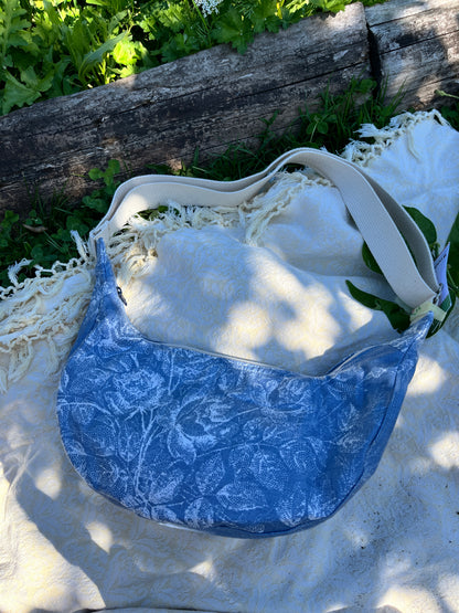 "Shimmering Water" Upcycled Classic Crescent Bag