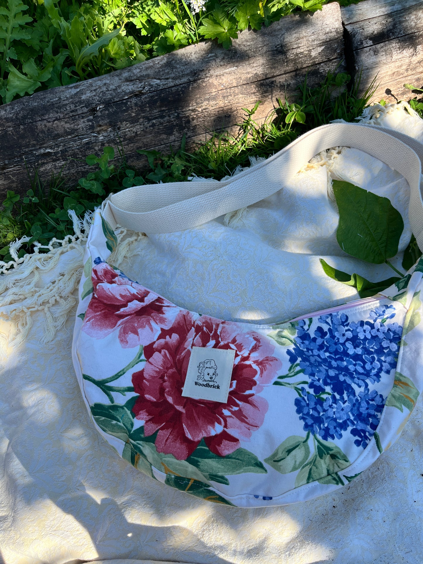 "Summer Garden" Upcycled Classic Crescent Bag