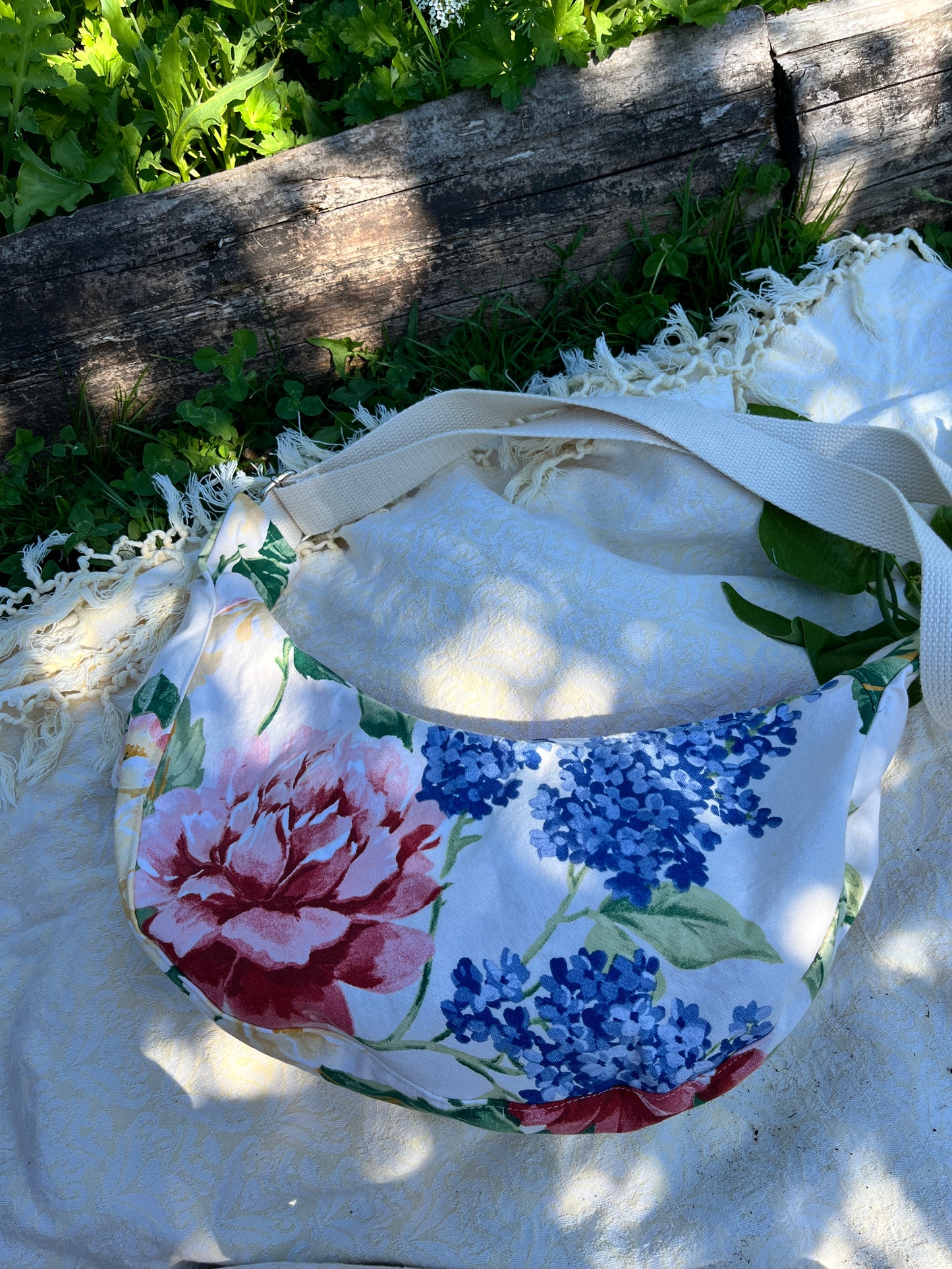 "Summer Garden" Upcycled Classic Crescent Bag