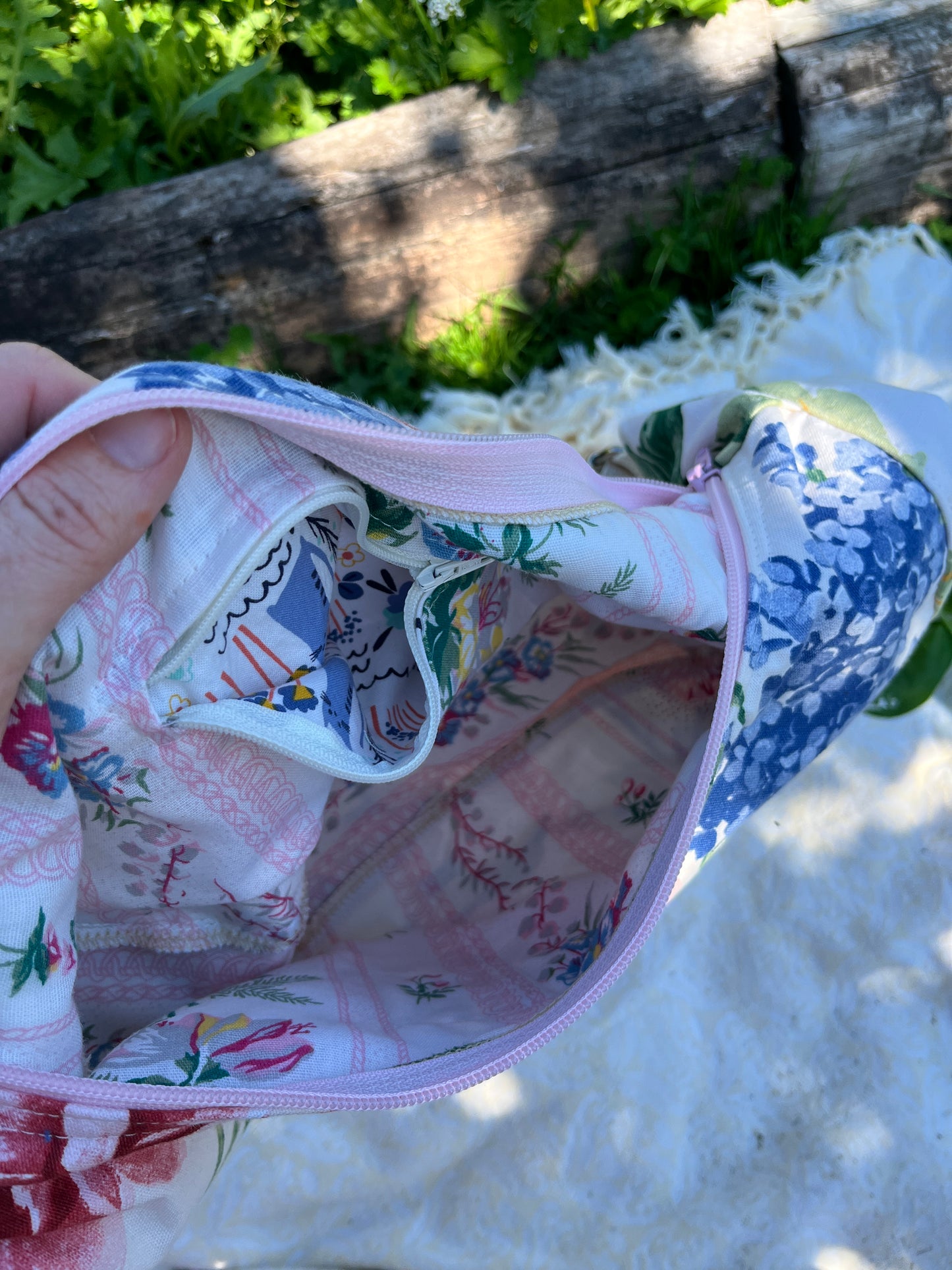 "Summer Garden" Upcycled Classic Crescent Bag