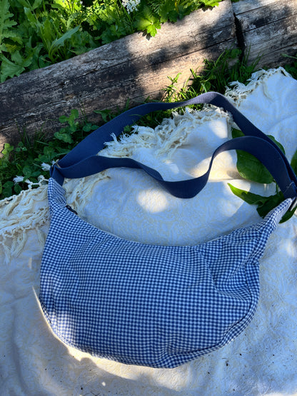 "Beach Picnic" Upcycled Classic Crescent Bag