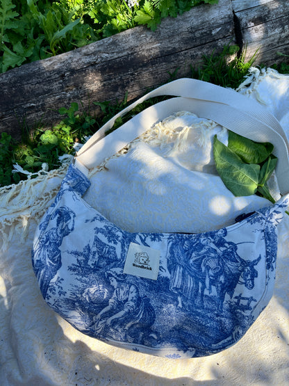 "French Country" Upcycled Classic Crescent Bag