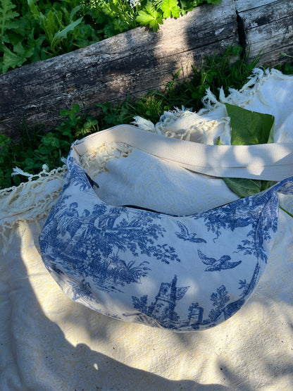 "French Country" Upcycled Classic Crescent Bag