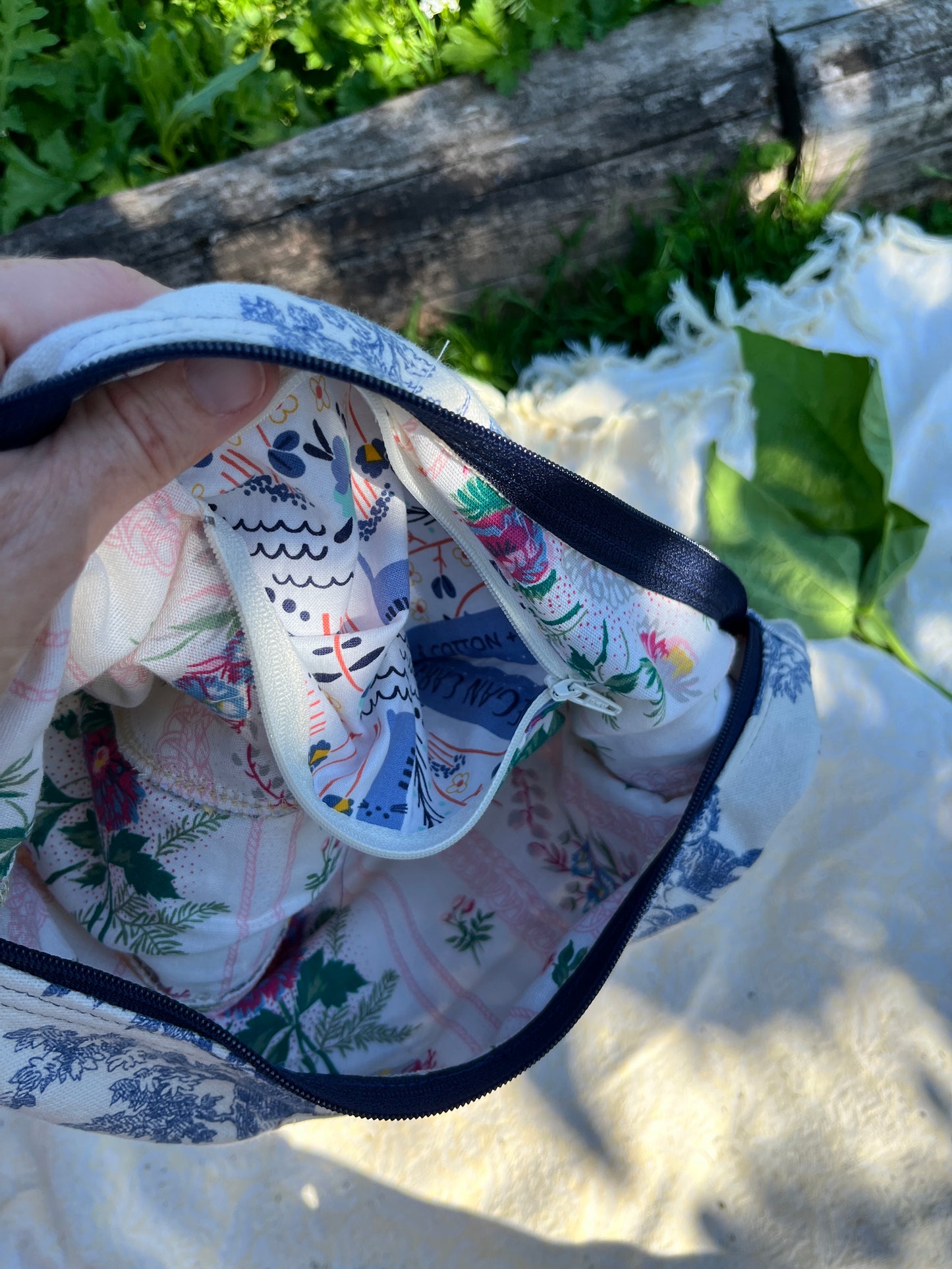 "French Country" Upcycled Classic Crescent Bag